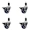 Service Caster 3'' Blue Poly Swivel 1-3/8'' Expanding Stem Caster Set with Brake, 4PK SCC-EX20S314-PPUB-BLUE-PLB-138-4 - alternate 1